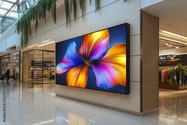 Fototapeta Vibrant digital art display enhances shopping experience in modern retail space
