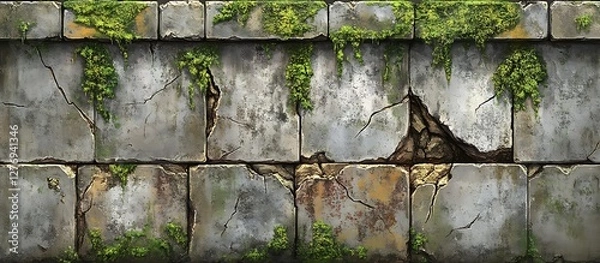 Obraz Aged stone wall with moss