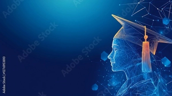 Obraz Abstract graduate profile in cap and gown.