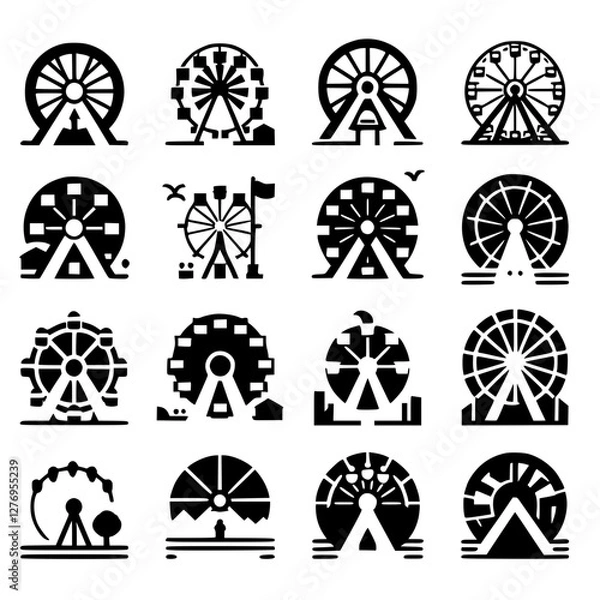 Obraz Ferris Wheel Icon Set