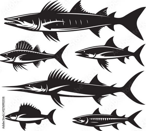 Fototapeta A simple Barracuda vector style with white background 