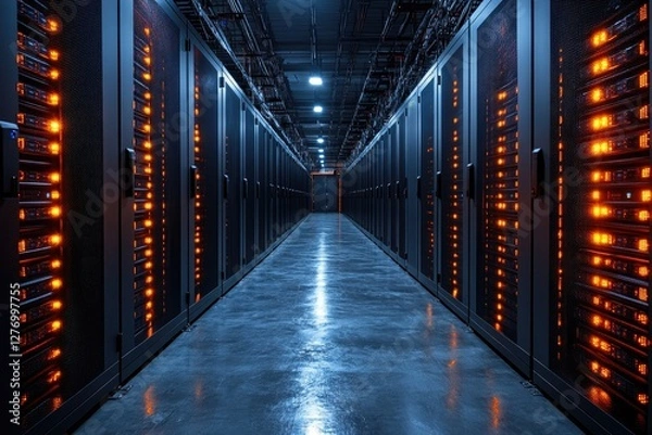 Fototapeta Exploring a Server Room's Data Center Infrastructure