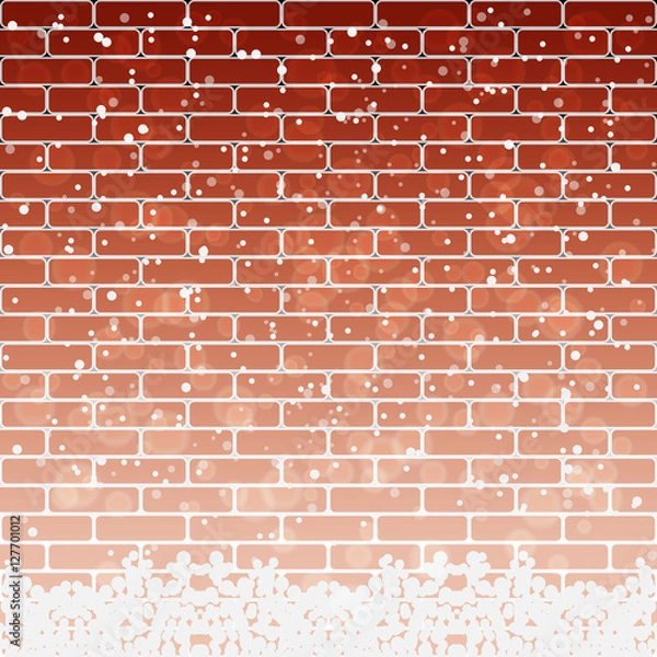 Fototapeta brick wall with snow. vector illustration
