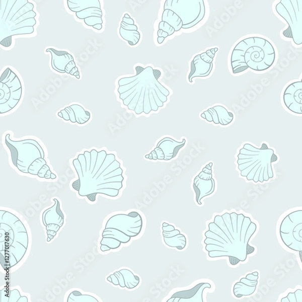 Fototapeta  Adorable hand drawn seashells, sea spa seamless vector pattern. Beautiful nautical design elements, prints and patterns.