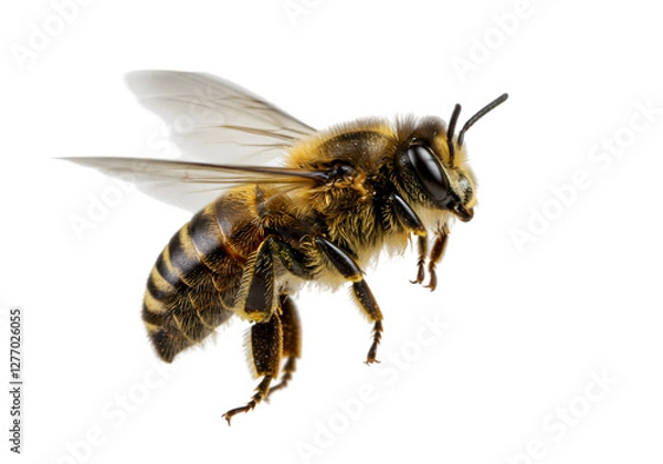 Fototapeta Bee isolated on transparent background, bee png, Bee closeup without background