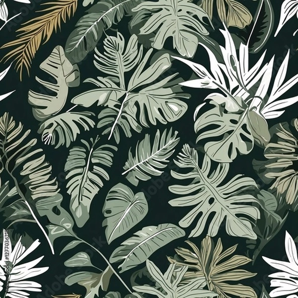 Fototapeta seamless floral pattern with leaves