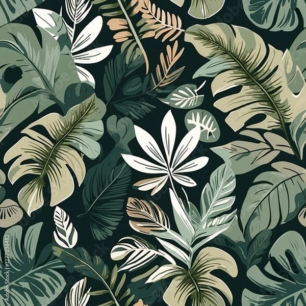 Obraz seamless floral pattern with leaves