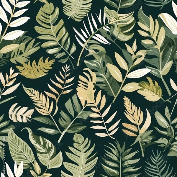 Fototapeta seamless floral pattern with leaves