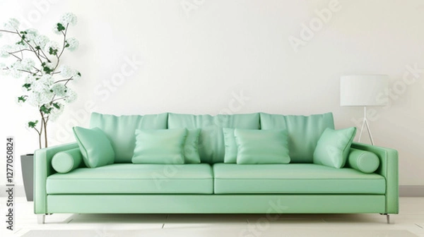 Fototapeta mint green living room