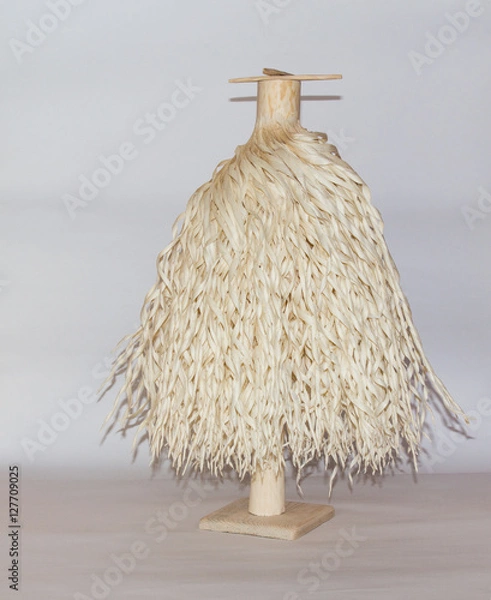 Obraz Traditional Georgian Christian Orthodox Christmas tree Chichilaki made from dried hazelnut or walnut branches that are shaved to form a small coniferous tree that resemble St. Basil’s or Santa's beard