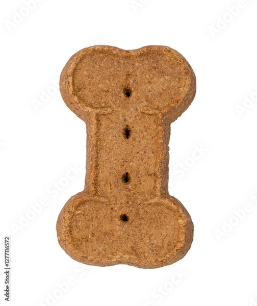 Obraz One bone-shaped dog treat on a transparent background  