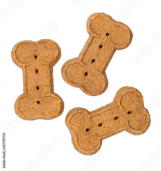 Obraz Three Bone-shaped dog treats on a transparent background 
