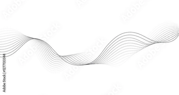 Fototapeta Vector illustration of smooth dotted halftone wave blend lines. Modern design element for technology, science, innovation concepts isolated on white background.