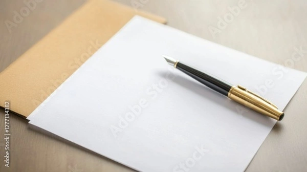 Fototapeta Resignation letter on a desk with a planner and pen. Featuring career change and clarity