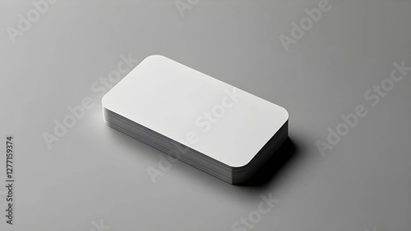 Fototapeta Rectangular business card with rounded corners, plain white color, soft gray background,design,vector