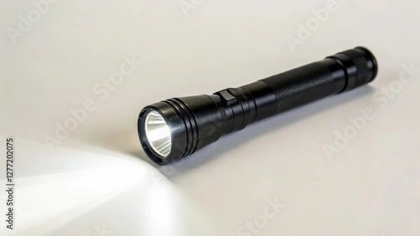 Fototapeta Black Flashlight on White Background