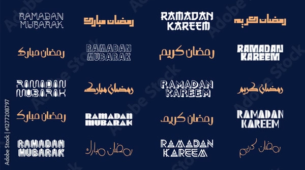 Obraz A diverse collection of Ramadan calligraphy – Ramadan typography Kareem calligraphy – beautiful and suitable for all needs, perfect for social media and design – Vector