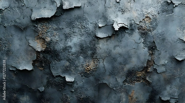 Fototapeta Close Up of Decaying Black Paint Texture with Rough Weathered Metal Surface