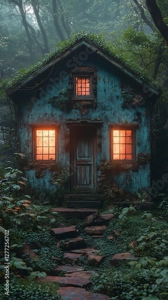 Obraz overgrown house ghostly haunted ruins high resolution hd picture