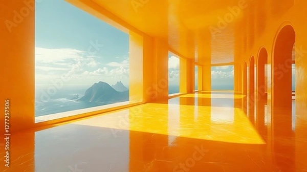 Obraz palace interior illuminated by yellow water high resolution hd background