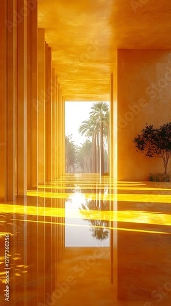 Obraz palace interior with yellow water reflection high resolution hd background