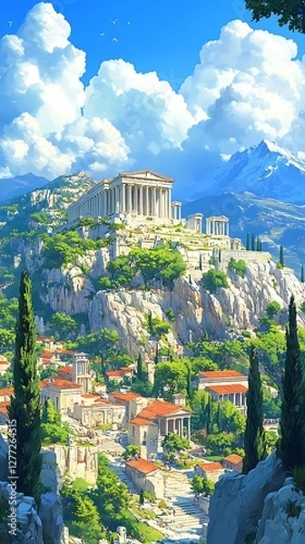 Obraz ruins of ancient Greek temple peak high resolution hd picture