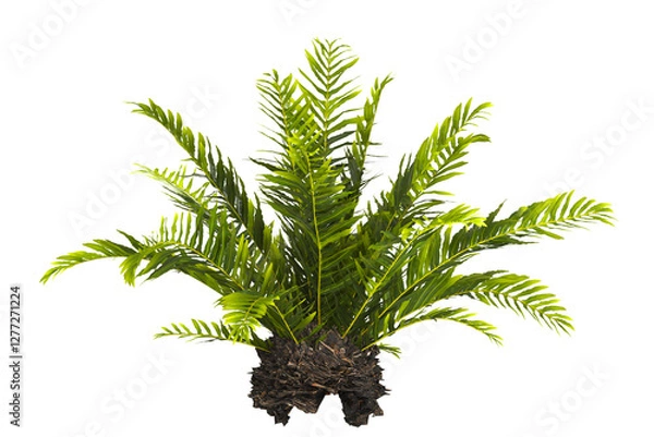 Obraz fern tree transparent PNG. fern plant isolated transparent background. miniature tree fern. Blechnum Gibbum. Silver Lady, Dwarf Tree Fern. Oceaniopteris gibba. outdoor plant PNG. fern leaves foliage.