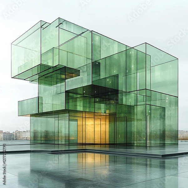 Obraz sleek glass futuristic building structure high resolution hd wallpaper