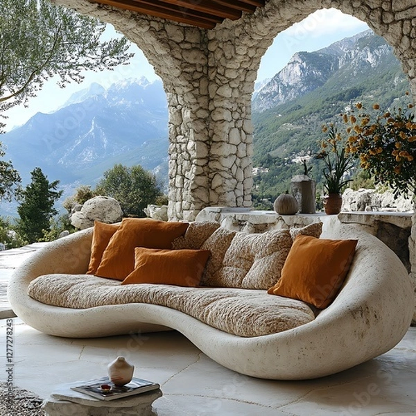 Obraz stone sofa tranquil outdoor ambiance high resolution hd picture