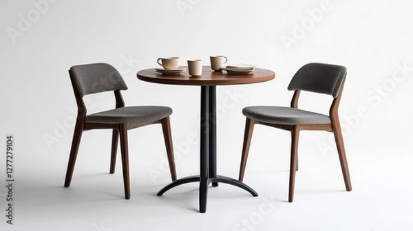 Fototapeta Modern Dining Table with Elegant Chairs and Tableware Design