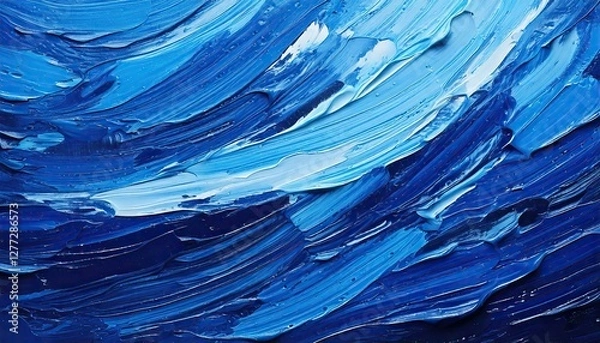 Fototapeta an abstract painting of blue waves, with dynamic brushstrokes creating texture and movement, conveying the essence of water and fluidity