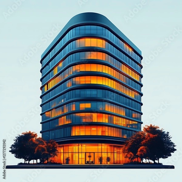 Obraz contemporary apartment building with green balconies high resolution hd picture