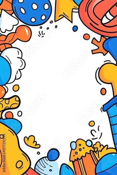 Fototapeta Colorful doodle border with copy space.