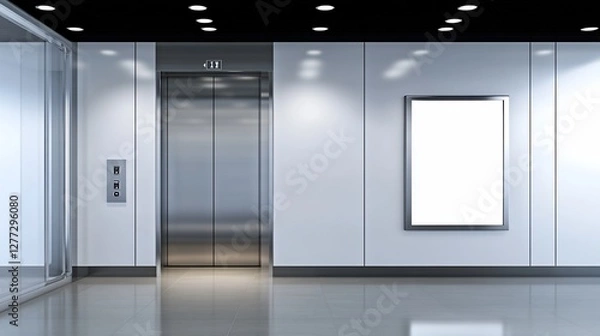 Obraz Modern elevator lobby with blank signage.