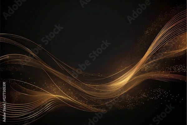 Obraz 流れるゴールドライトのエレガントな抽象背景