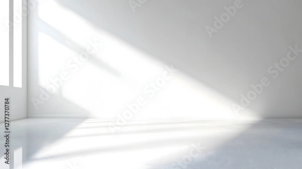 Obraz 9窓から明るい自然光が差し込んでる洗練された白色空間ルーム　Gererated AI