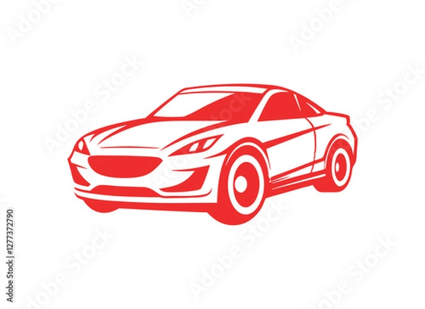 Fototapeta red sports car side view with speed motion effect