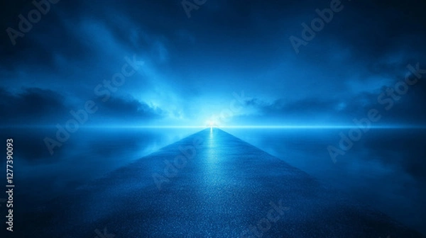 Fototapeta A light blue abstract background with a soft glowing effect symbolizes clarity, innovation, and tranquility Perfect for digital technology and medical science themes conveying progress and modernity