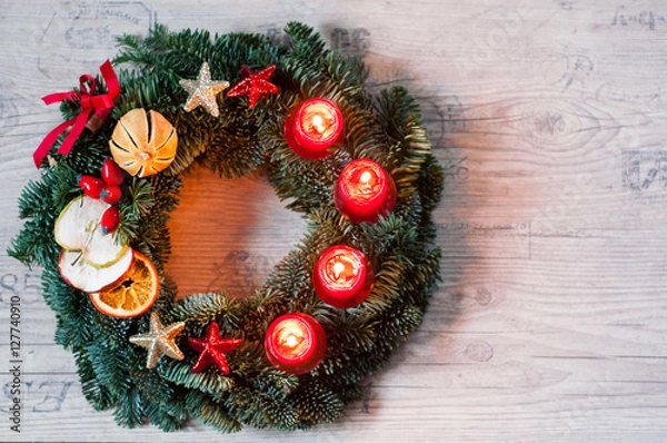 Obraz advent wreath on white background