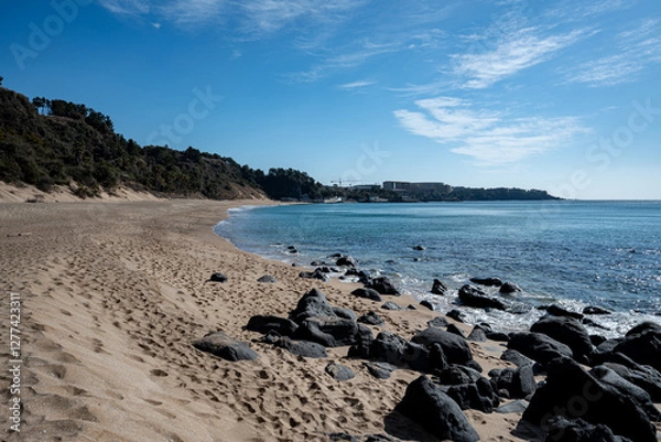 Obraz 바다와 하늘이 어우러진 해안가풍경 제주 서귀포시 색달동 중문색달해수욕장