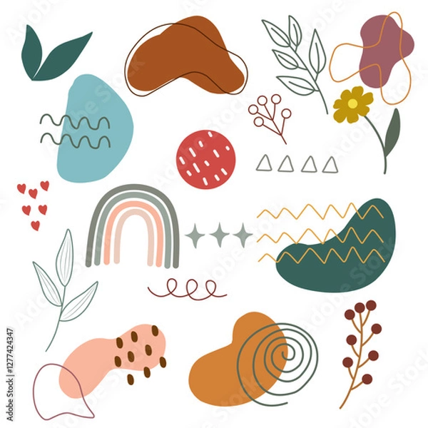 Fototapeta Doodle boho abstract. Hand drawn abstract shape for fashion design or natutal concept. Modern vector illustration