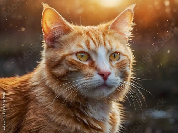 Obraz Golden Hour Ginger Cat Portrait