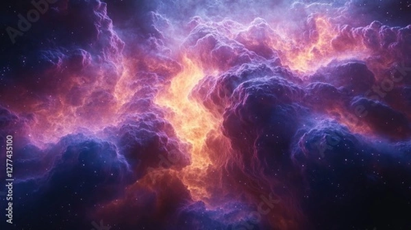 Fototapeta Vibrant cosmic clouds with glowing energy streams.