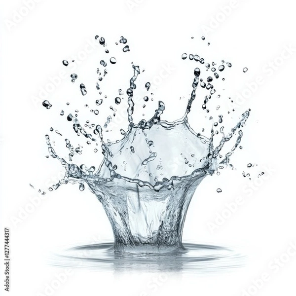 Fototapeta The Impact of Water Flows Generating Splash Effects in Air