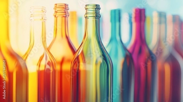 Fototapeta Colorful Glass Bottles Array: A Vibrant and Abstract Visual Display