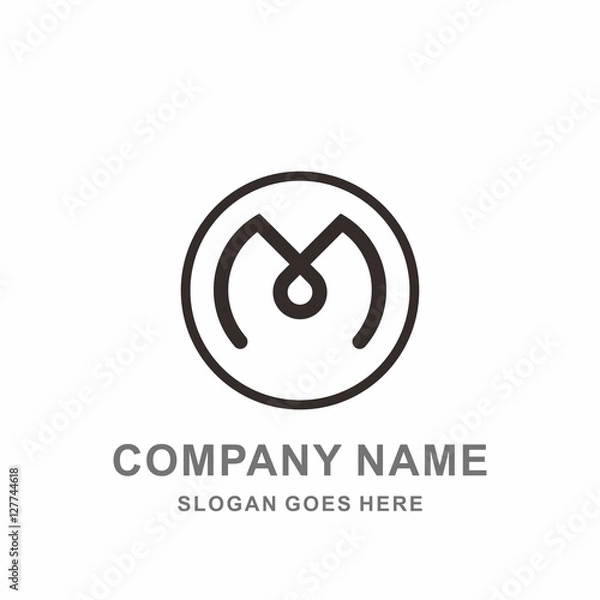 Fototapeta Monogram Letter M Geometric Circle Outline Strips Business Company Stock Vector Logo Design Template