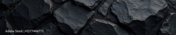 Fototapeta Black stone background, coarse, uneven surface Visible grain and subtle light reflections , stone wall, rough surface, granite