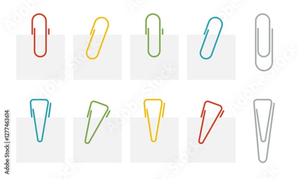 Fototapeta カラフルクリップセット／文房具／ベクターイラスト