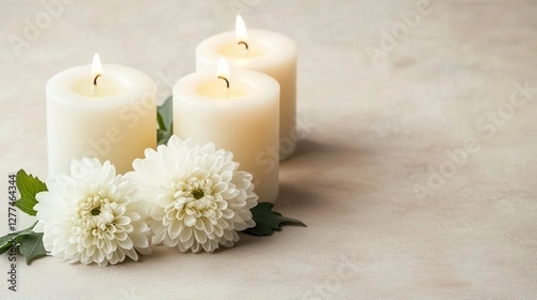 Obraz Serene Candles and White Flowers