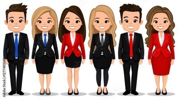 Fototapeta Business Characters Group in Professional Attire for Creative Projects